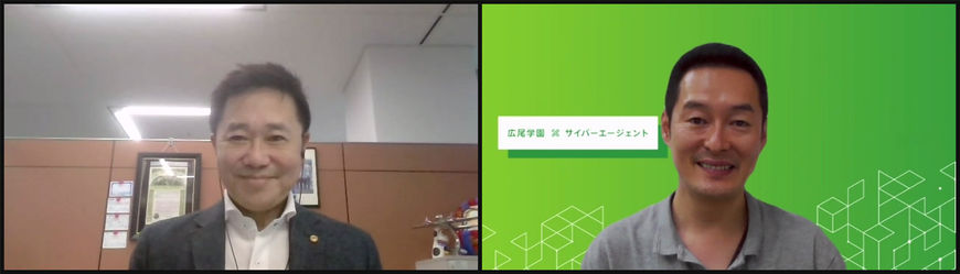 本インターンシップの立案者のプルデンシャル生命保険株式会社 上田様(写真左)と広尾学園高等学校 宮内先生(写真右)